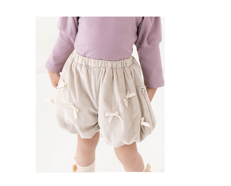 youge幼歌婴幼儿童甜美小蝴蝶结花苞裤休闲百搭童裤宝宝复古短裤皮