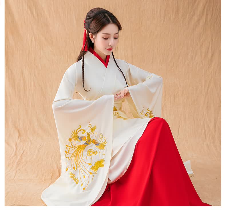 阿亨毕业成人礼汉服女小品古筝演出服学生曲裾汉服女正规中国风收腰大