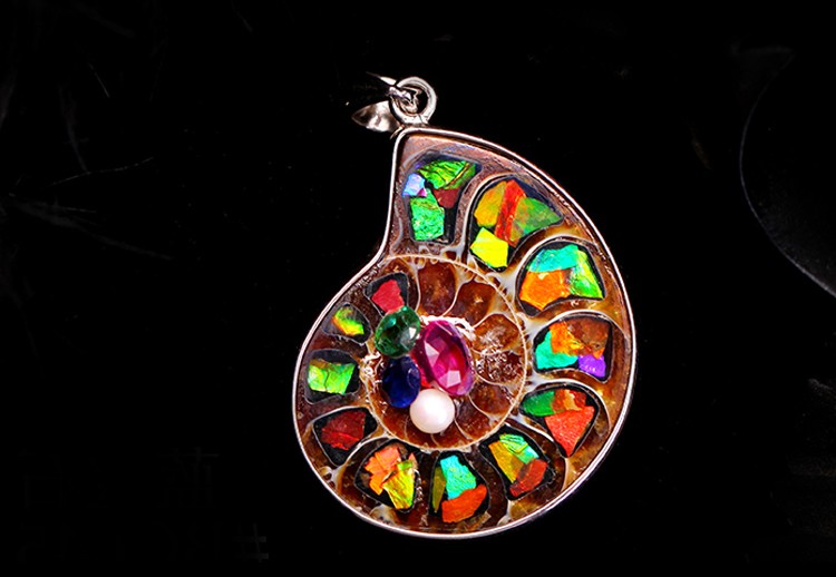 牧思 马达加斯加斑彩螺男 加拿大斑彩石吊坠女 一物一图 闺蜜礼物 bcl