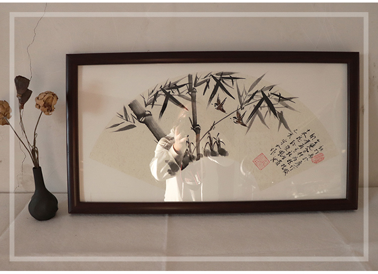 书法作品实木裱框字画装裱框挂墙空白框架书法作品装镜框扇形定制实木