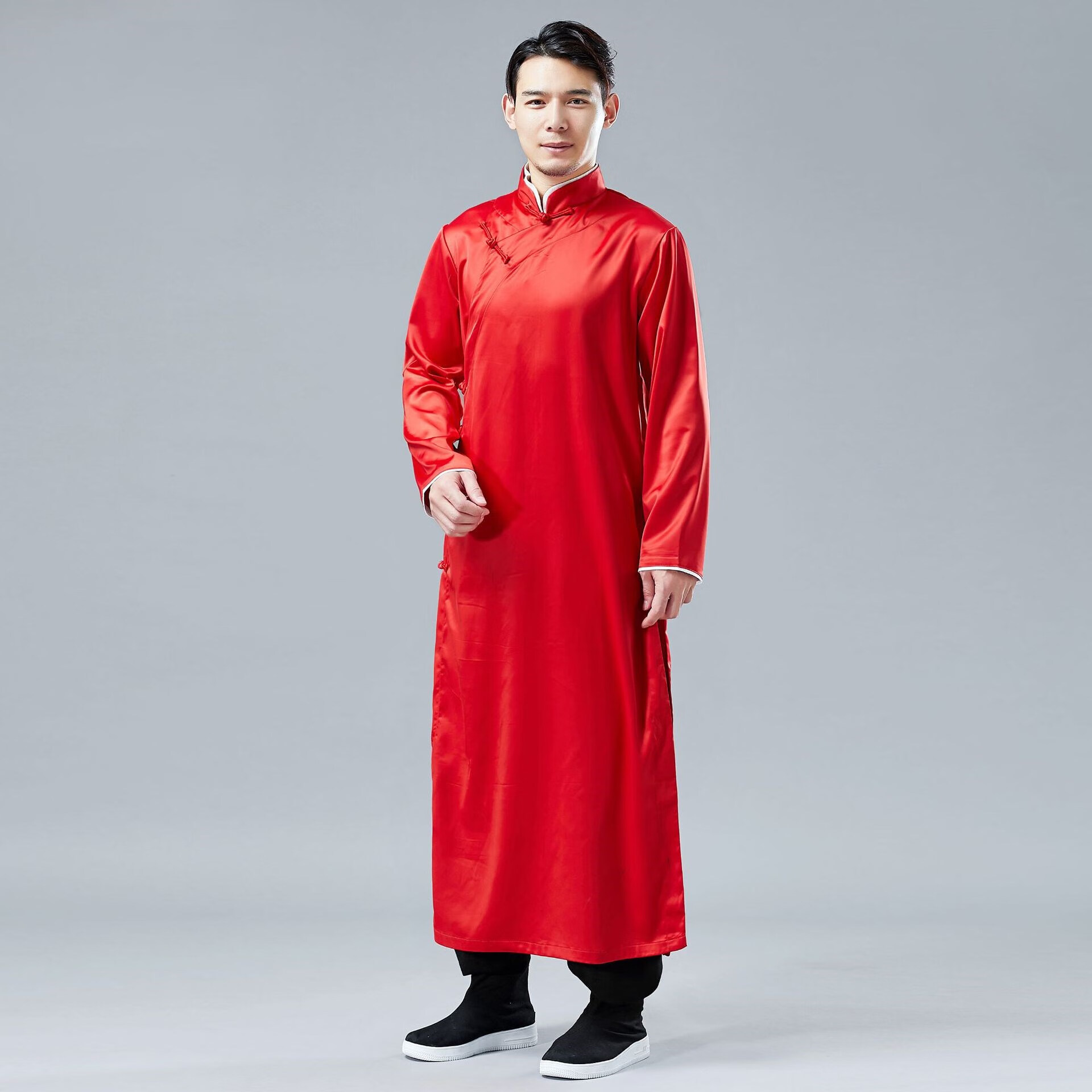 褂子 民国 男旗袍中式长衫唐装绸面新郎礼服古装盘扣长袍外套先生褂子