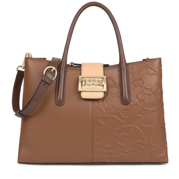 tous大号棕色和米色皮革 tous icon city 包12.5*35*24cm a os【图片 