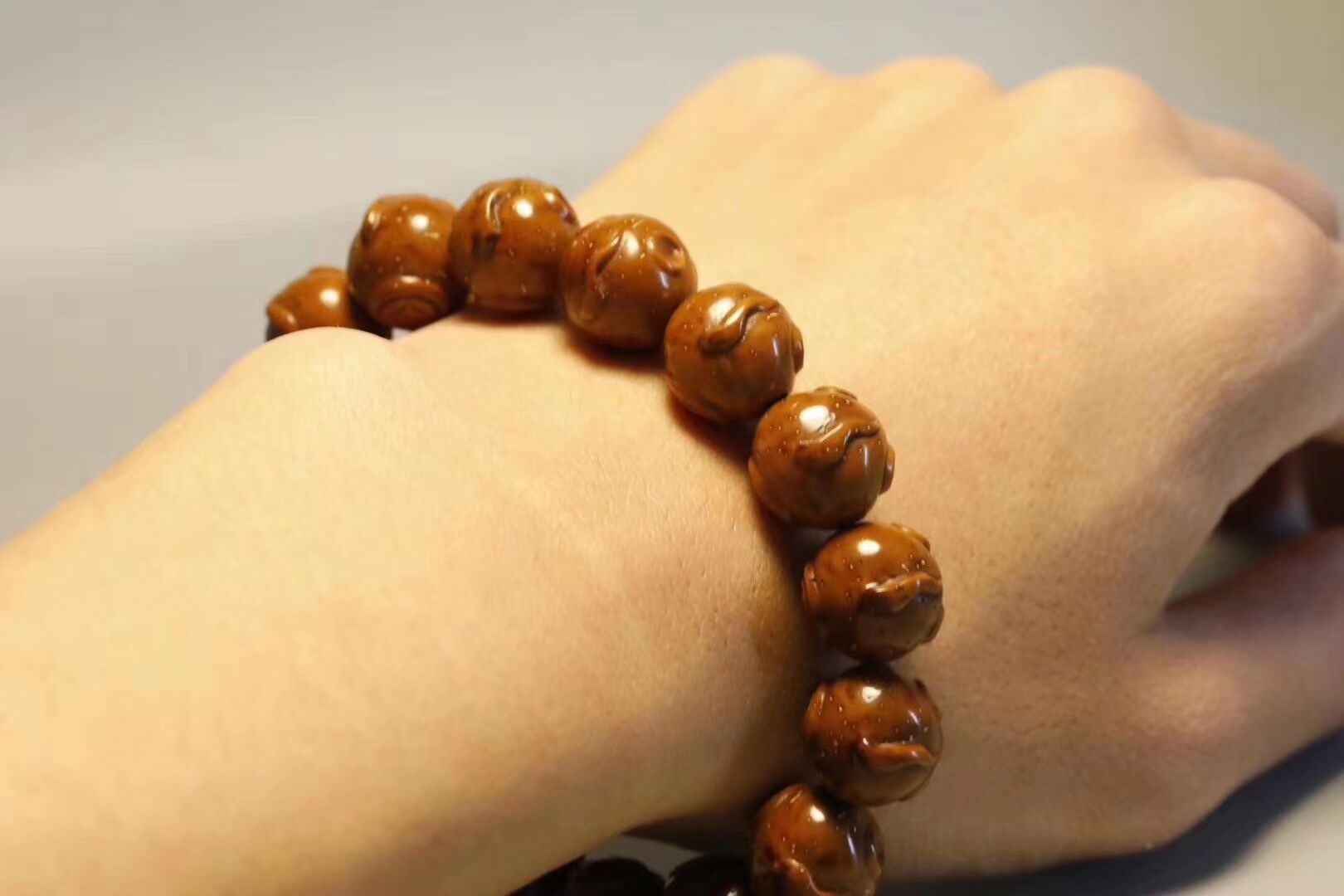 顶盈紫金鼠雕刻小老鼠手串鼠钱手链菩提子文玩佛珠单圈念珠苏工精雕14