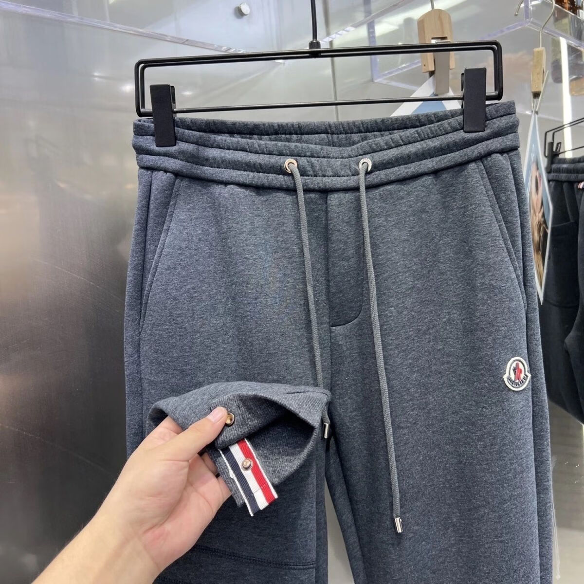 蒙口(moncler秋冬新款加厚纯色休闲裤时尚修身大码束脚裤卫裤男欧洲站