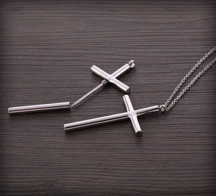 防身战术十字架自卫项链男女子防狼用品手刺防卫项链带针自救户外edc