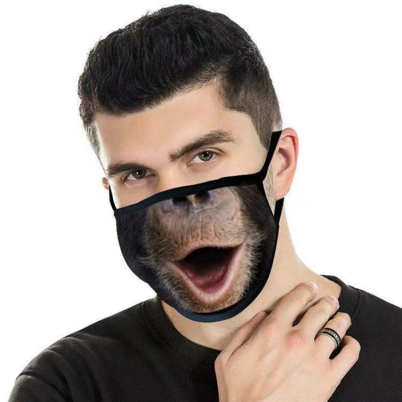 屿汐搞笑口罩现货印花口罩口罩搞怪猩猩猴子表情口罩1