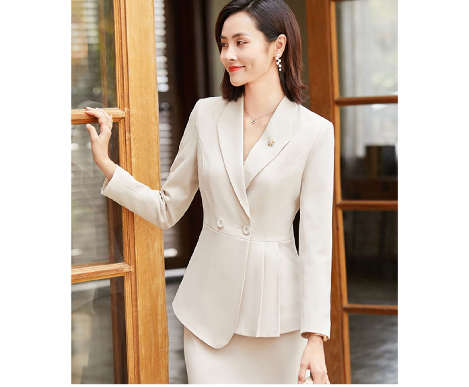 播音主持艺考服装女高端 蓝色西装套装演讲比赛主持人正装女上镜职业