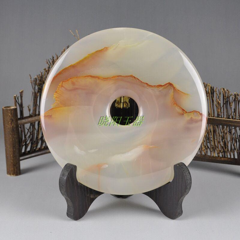 和氏璧阿富汗玉摆件 阿富汗红花玉璧冰玉平摆件 平安家居工艺品装饰