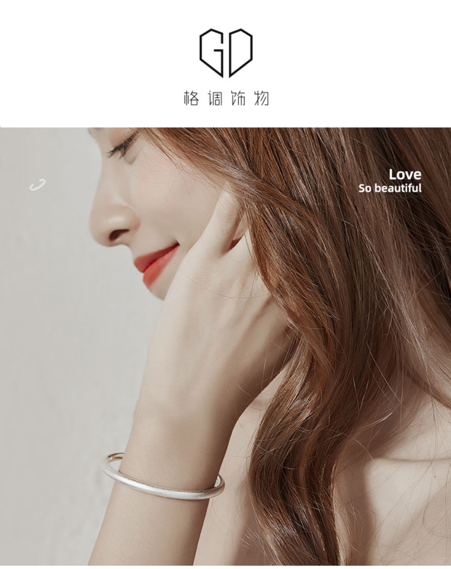 简梓 足银手镯女实心足银s9999简约推拉款手环送妈妈送女友礼物银饰品