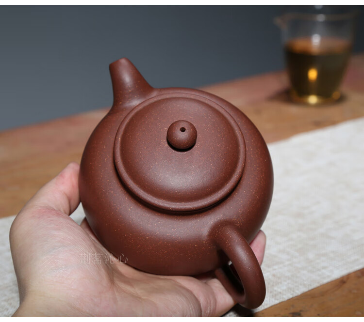 荆茗沁心宜兴紫砂壶纯手工泡茶壶原矿红金砂大容量范顺培350cc球孔厚