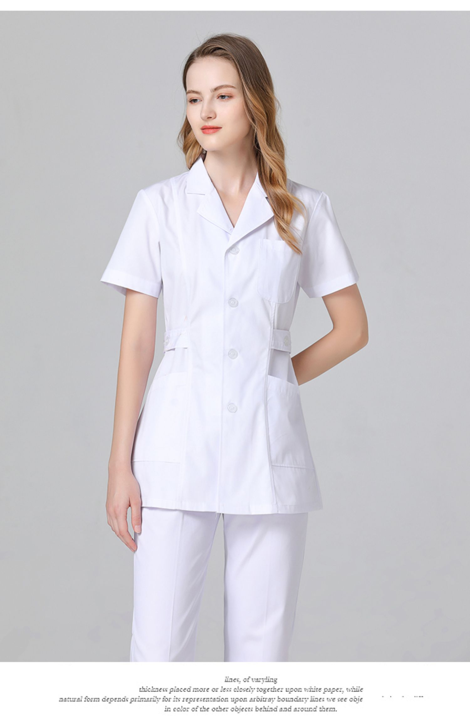 系存白大褂女短款短袖夏季医生薄款理疗师牙科口腔医