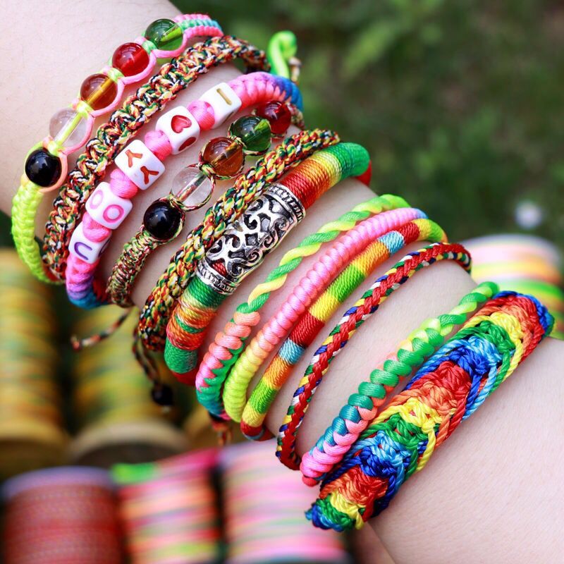 欧凯伦端午节五彩绳手链小粽子diy手工编织线成人儿童宝宝平安成品手