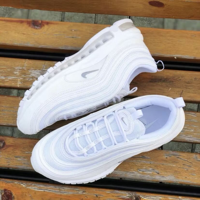 【自营官方旗舰】air max 97白子弹全掌气垫鞋3m反光白蓝男女鞋白绿