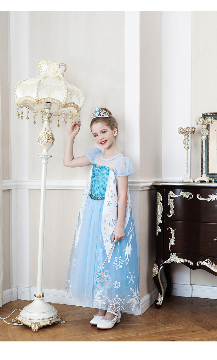冰雪奇缘2爱莎公主裙新款连衣裙公主裙elsa爱莎女王礼服裙子浅蓝色130