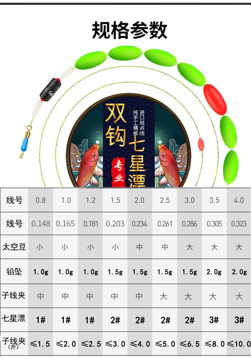 七星漂配铅坠表图片