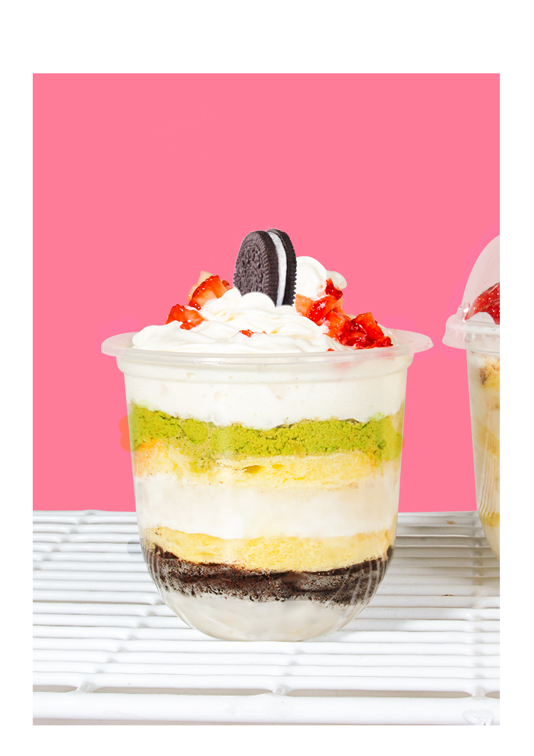 朴京一次性波波杯网红u型360ml奶茶水果捞波波豆豆水果蛋糕甜品杯奶茶