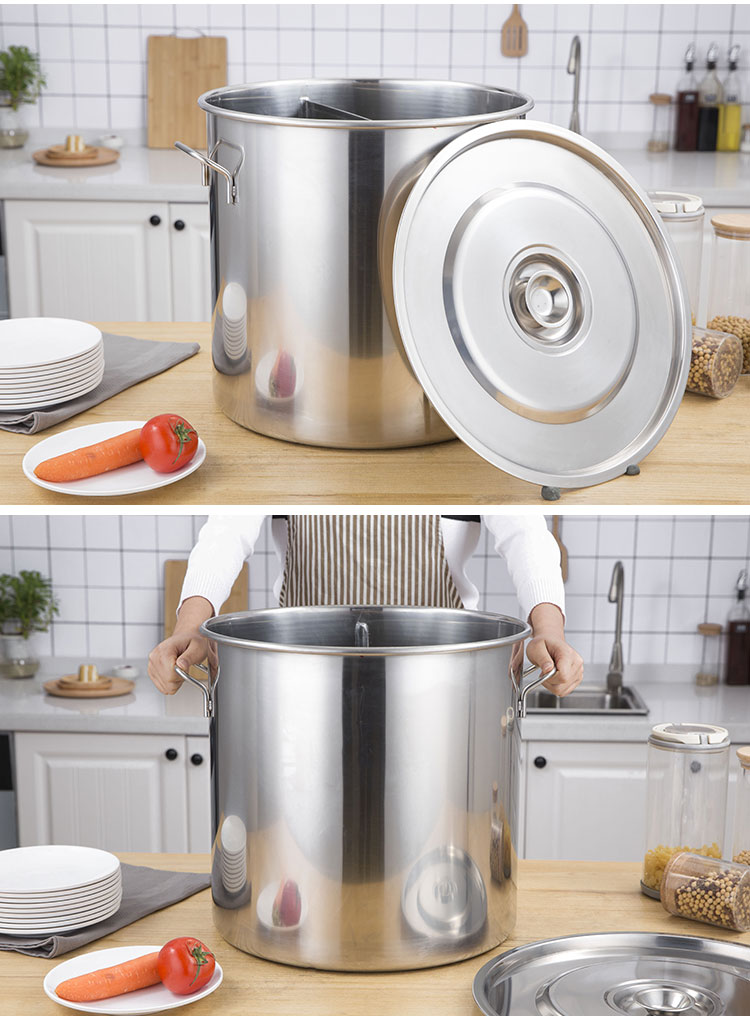 不锈钢鸳鸯锅加厚不锈钢分隔锅麻辣烫锅鸳鸯锅鸳鸯桶汤桶火锅商用 新