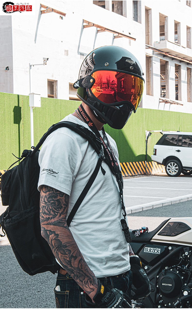 activeregion台湾ar摩托车头盔纯色复古哈雷机车男全盔灰色m