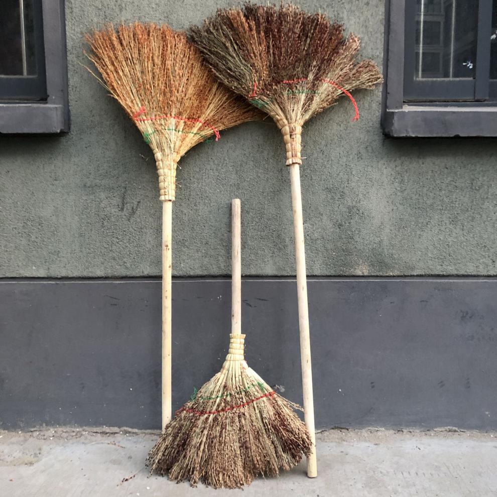 高粱杆 手工制作高粱加长杆子不弯腰节省劳动力 正常使用扫把黑色80cm