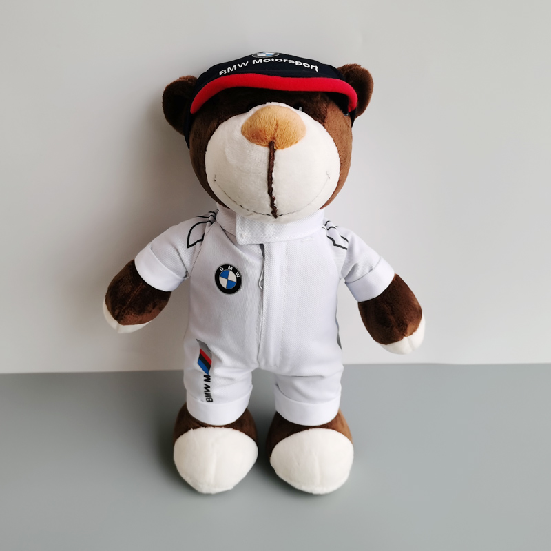 宝马公仔熊玩偶头盔娃娃小熊摩托车挂尾箱装饰礼品熊毛绒玩具 宝马