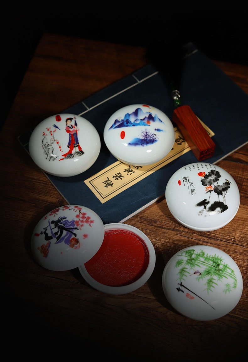 紫班家学生书画印泥篆刻国画印章大红书法老师印泥朱砂色90克60克印泥