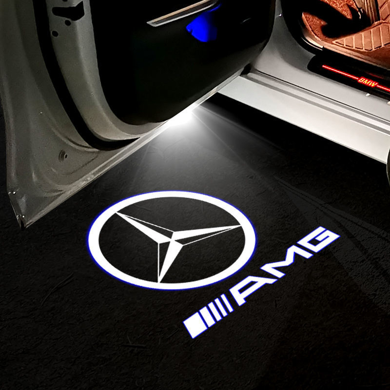 适用于奔驰迎宾灯级200/260新级300260//级改装车门镭射灯 奔驰星微标