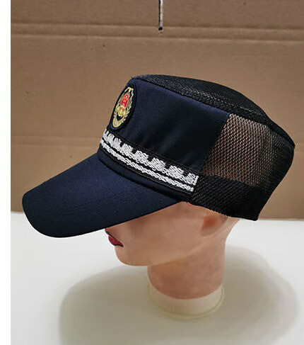 闽喃哥夏季保安帽新款藏蓝色作训帽保安管理鸭舌帽便帽剧组演出帽黄边