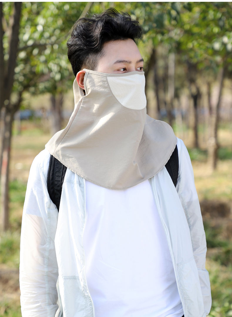 夏季防晒护脸面罩男户外遮脸防护沙尘遮阳护颈围脖面部罩军绿色