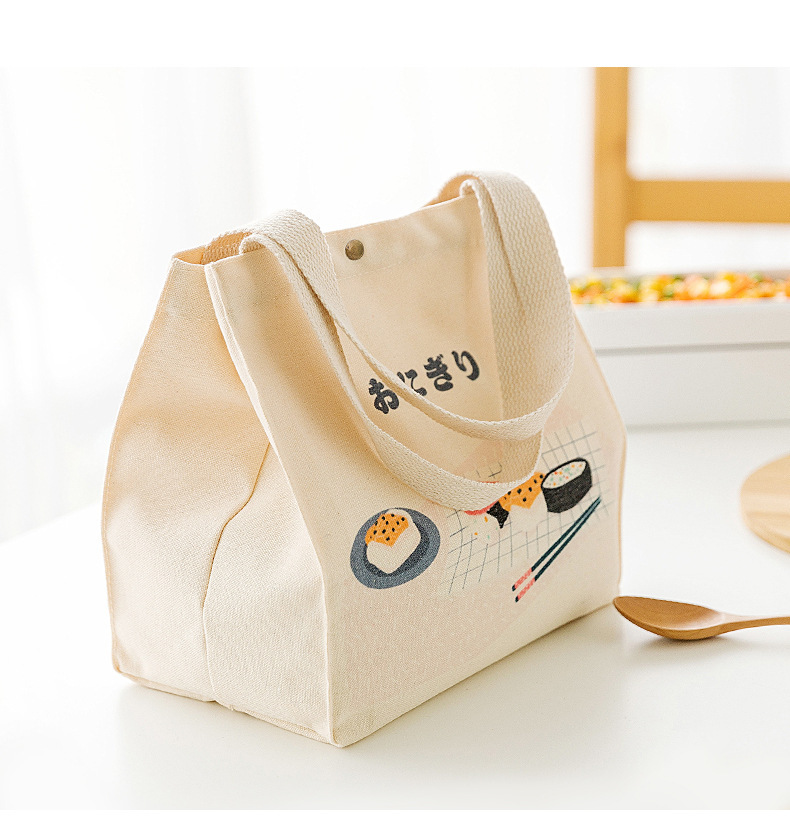 日式和风便当包便捷手提帆布袋子束口可爱带饭包帆布饭盒袋学生手提大