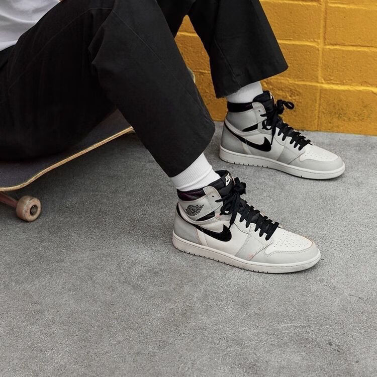 男鞋黑曜石aj黑摩卡高帮篮球鞋烟灰变色龙影子灰学生运动鞋 黑魔卡 38