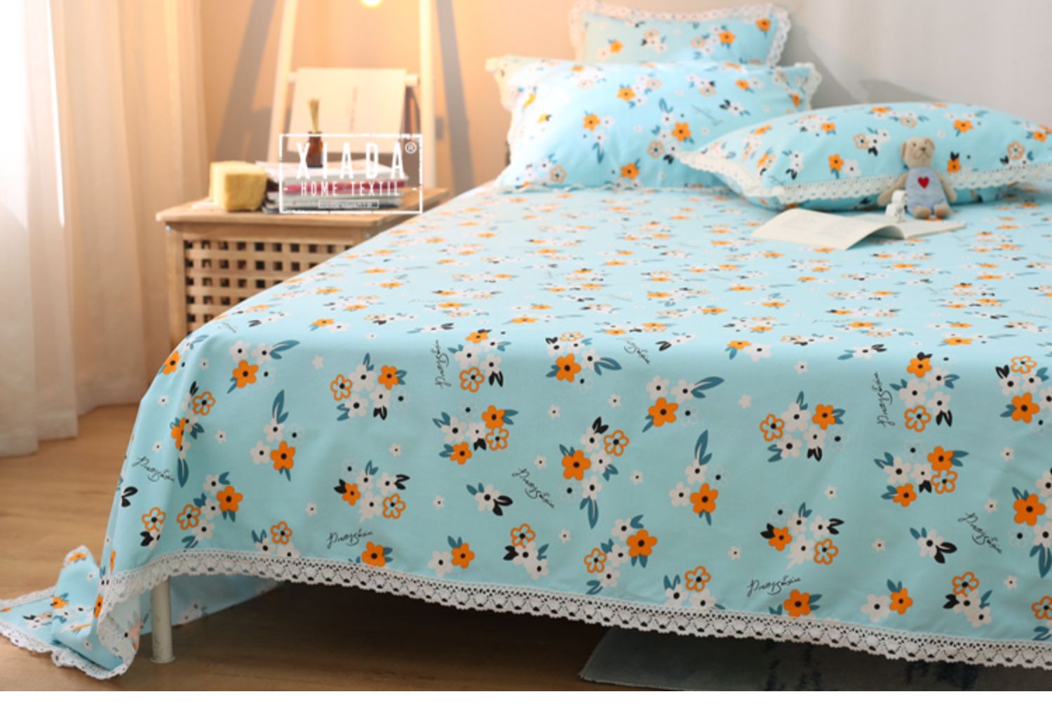 漂亮蕾丝花边夏季床单凉感纯棉老粗布凉席加厚棉麻被单田园小碎花