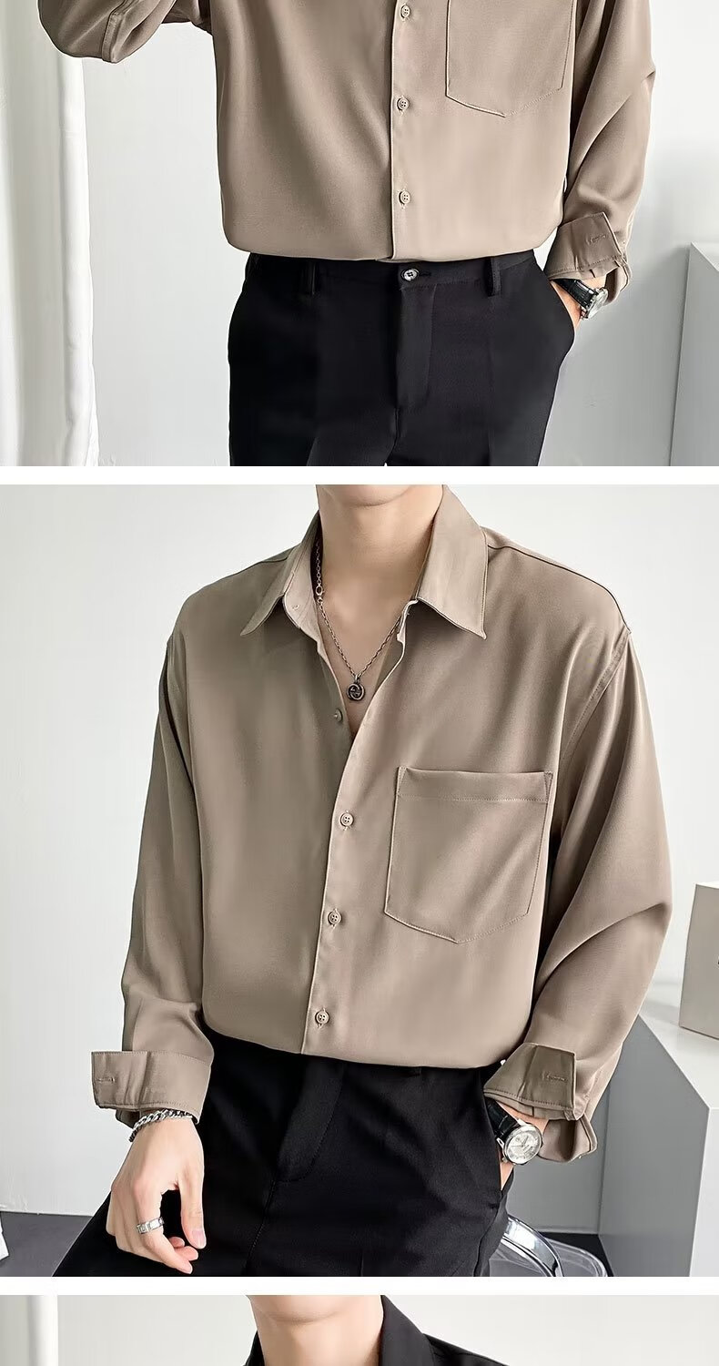 英伦雅痞风男装秋季英伦雅痞男装高级感白衬衫男长袖秋季冷淡风衬衣痞