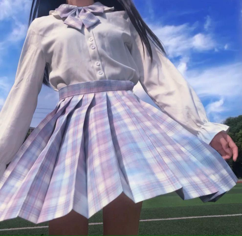 依锦艾@玻璃糖日系校服学院风高学生可爱jk格裙百褶裙 星野 m【图片