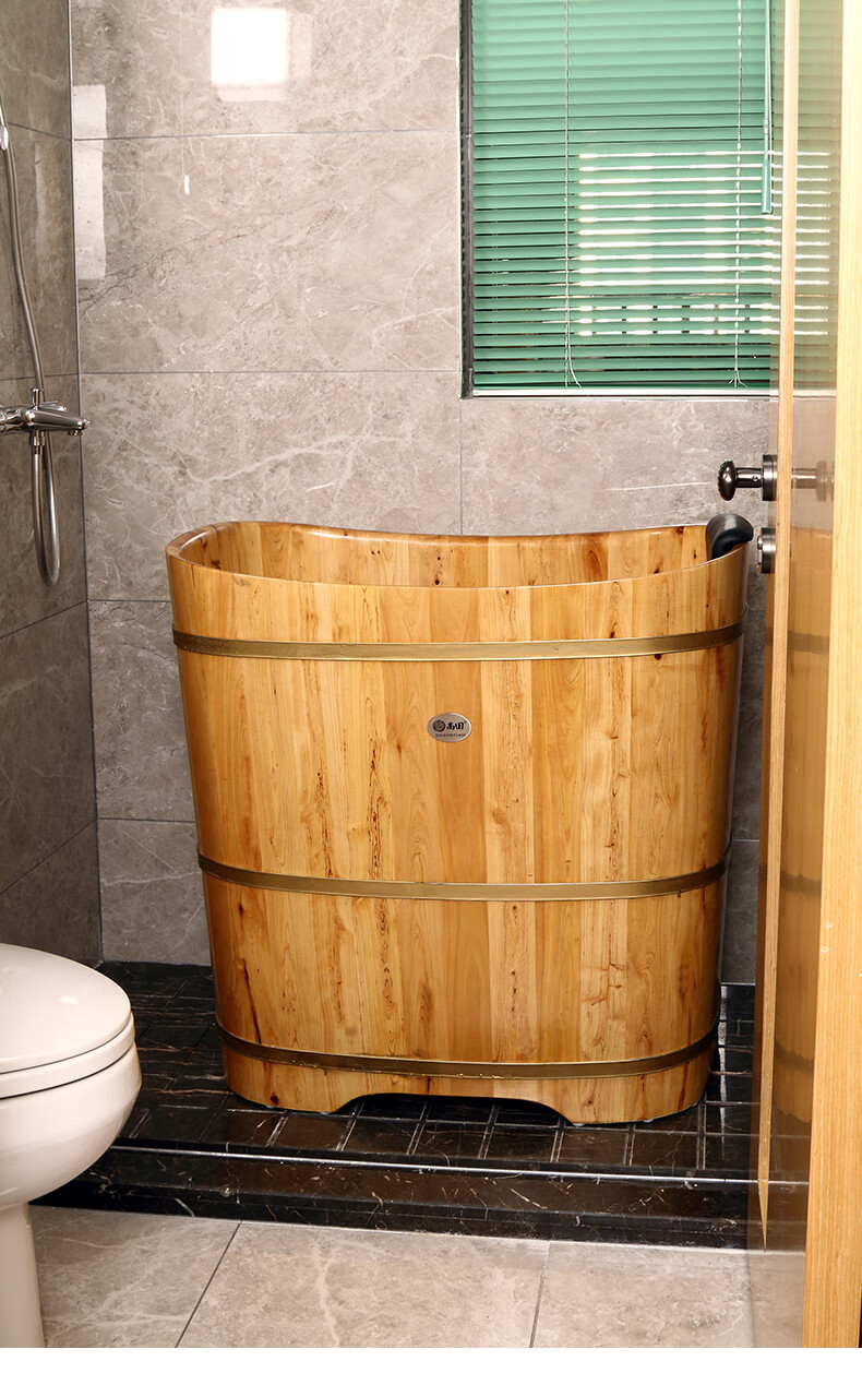 尚田泡澡木桶浴桶木质家用小卫生间沐浴桶成人洗澡盆大人圆形全身日式