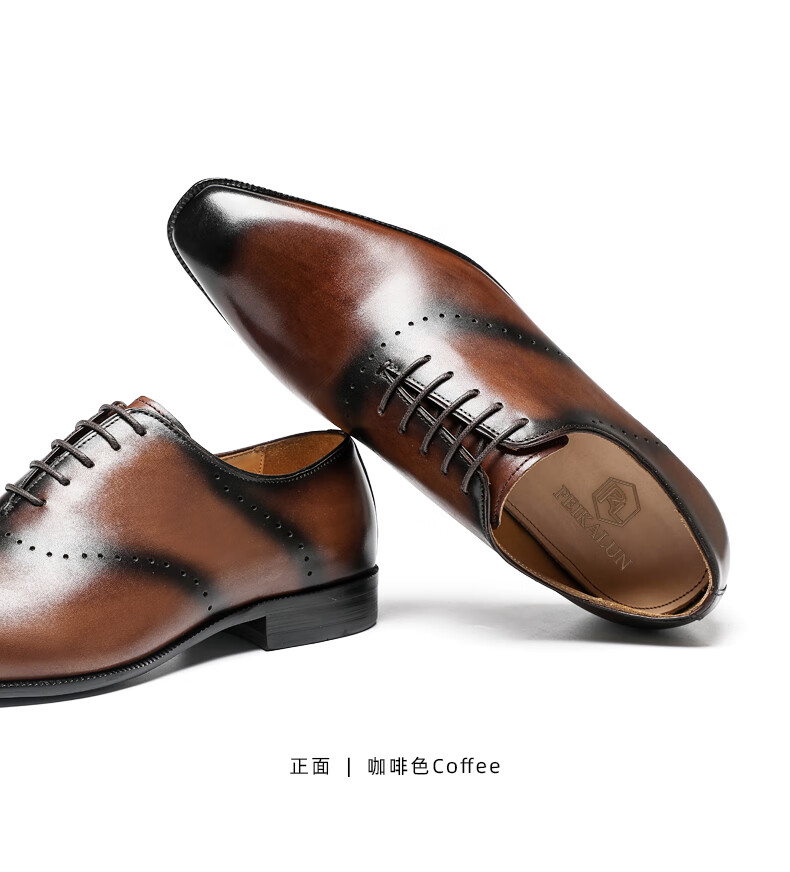 仓梵简美惠男士皮鞋商务正装英伦西装手工定制尖头青年结婚新郎头层