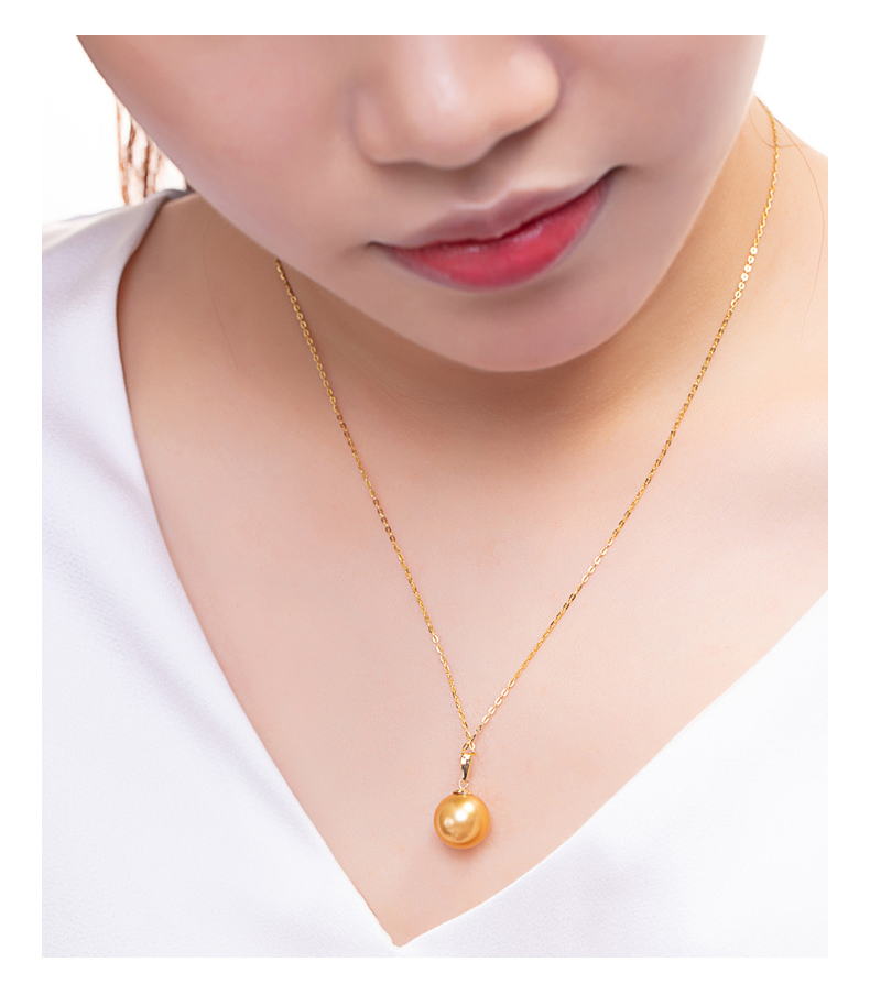 海瞳珍珠吊坠单颗18k金南洋金珍珠项链女简约经典流金岁月正圆强光泽