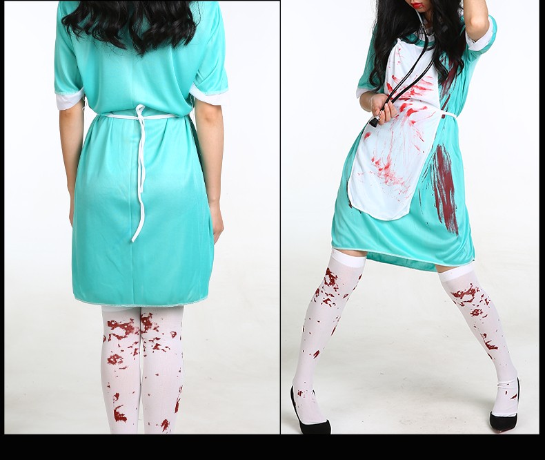 cos万圣节血腥恐怖服装带血女护士服流血男外科医生贞子衣服 带血丝袜