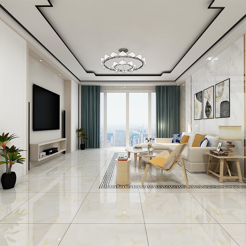 地砖800x800客厅暖色全抛釉玉石纹瓷砖灰色卧室大理石防滑地板砖f8805