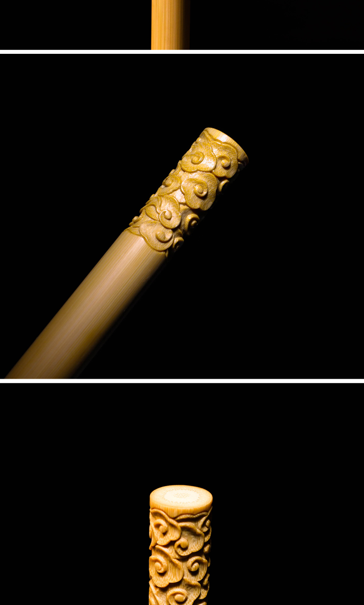 实心竹把件手工定制竹雕老玉竹达摩人物如意金箍棒兰花收藏摆玩手把件