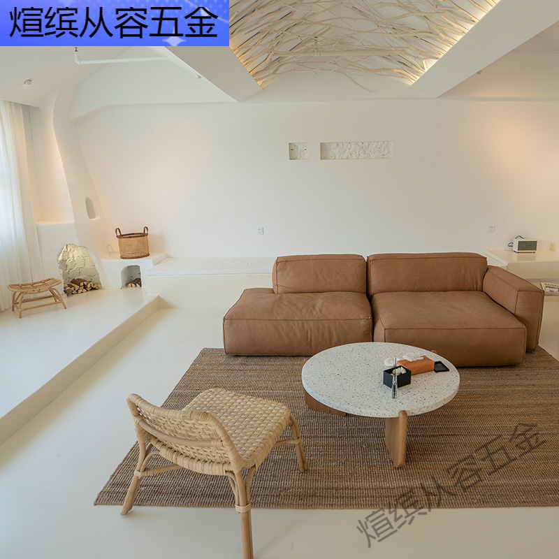 自流平水泥家用白色自流平地坪漆微水泥地面家用室内艺术环氧树脂影视