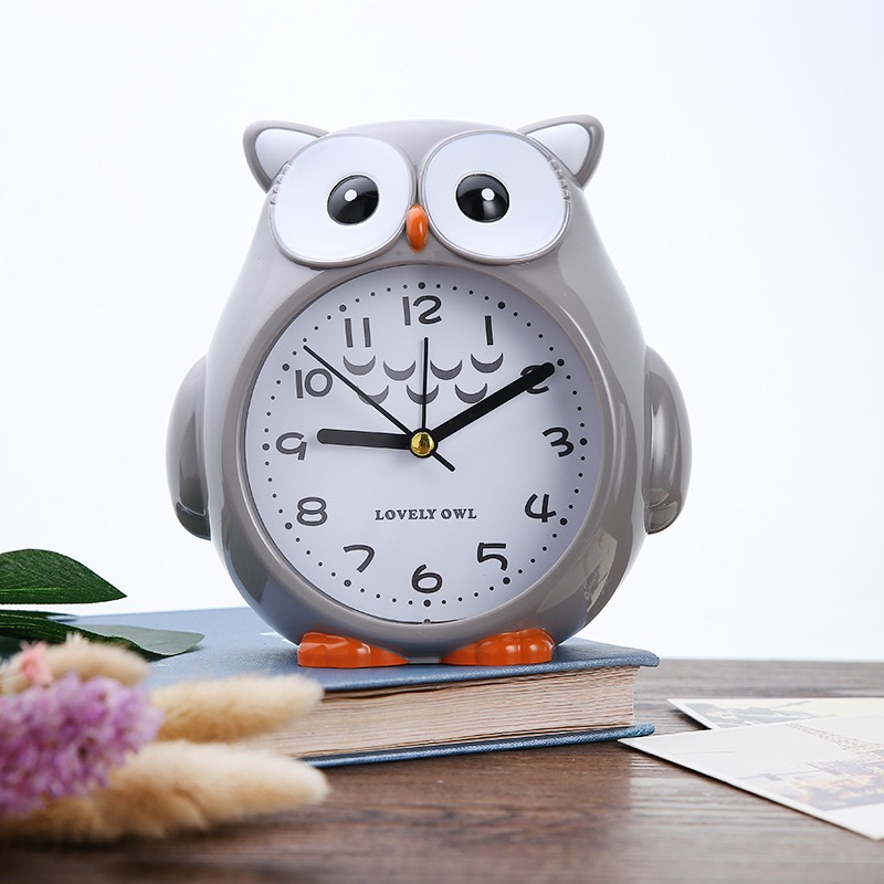 可爱卡通动物儿童闹钟学生用床头书桌创意时钟摆件懒人专用小闹铃