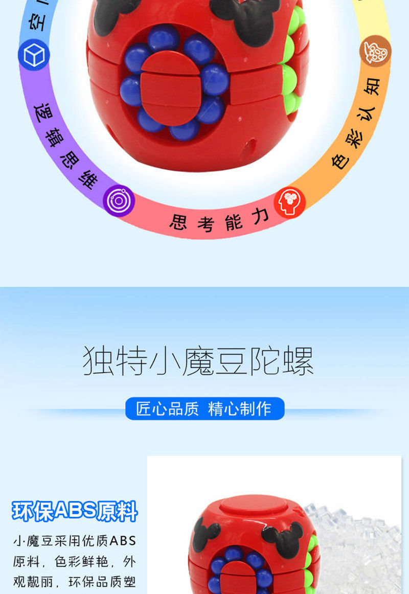 佳朔汉堡魔方旋转陀螺儿童玩具男孩解压神器网红少女魔豆陀螺款彩盒装