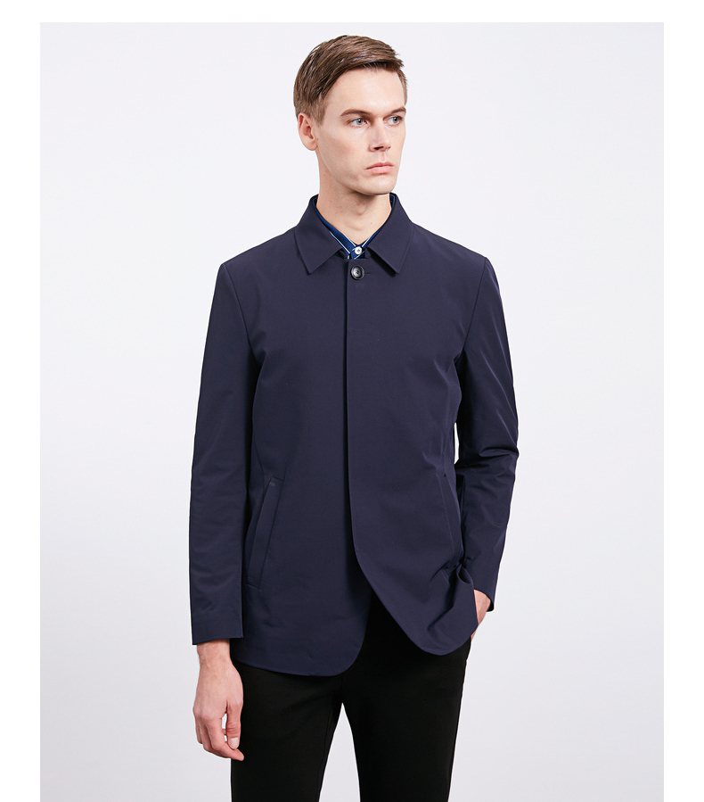 satchi沙驰男装2021夏季新款商务翻领百搭夹克男深蓝52180