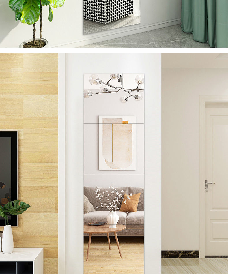 侈放贴墙组合穿衣镜壁挂粘贴镜子学生宿舍卧室家用衣柜拼接镜子全身镜