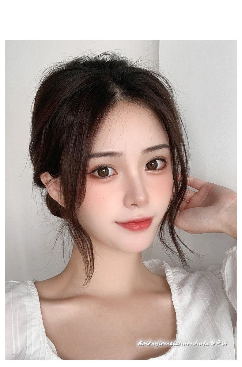 龙须刘海假发片女夏季中分真发假刘海自然前额网红流海八字刘海贴