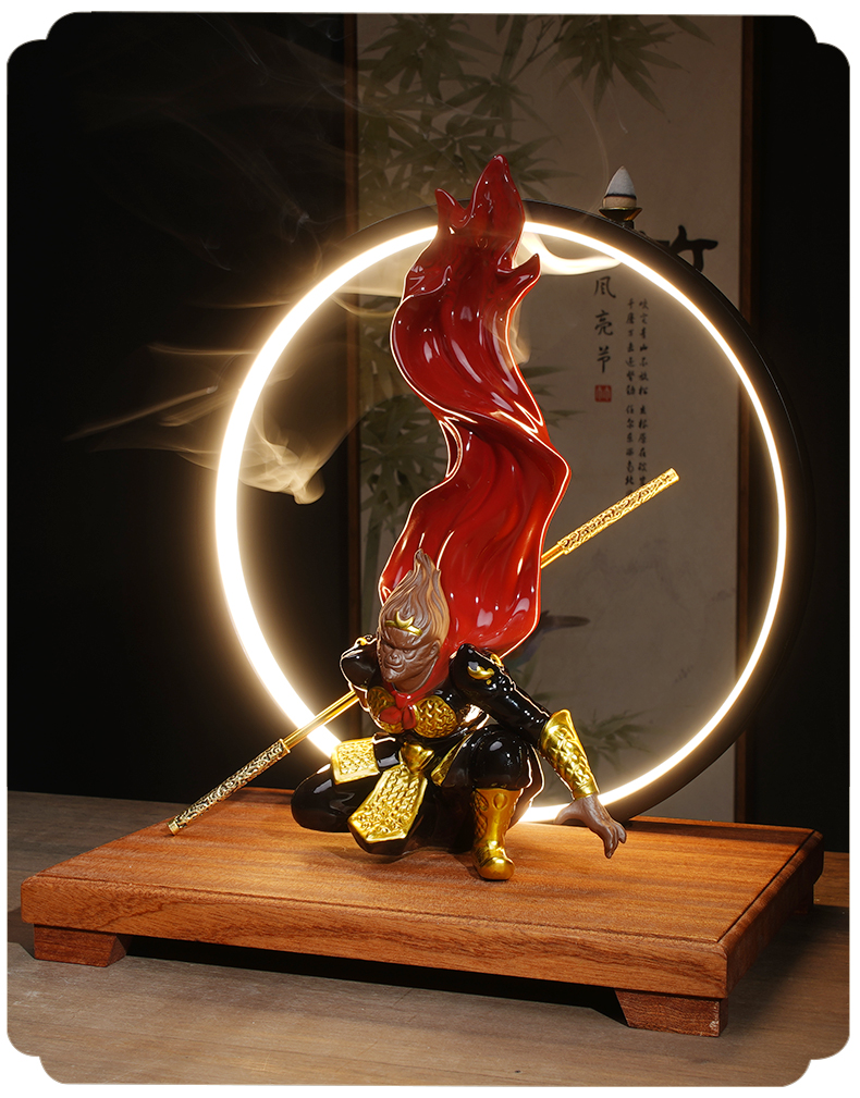 禅意齐天大圣摆件斗战胜佛陶瓷客厅玄关装饰创意悟空乔迁开业送礼大圣