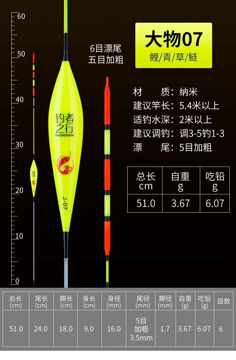 加粗醒目纳米大物鱼漂巨物鲢鳙浮漂深水湖库远投浮标大浮力大吃铅大物
