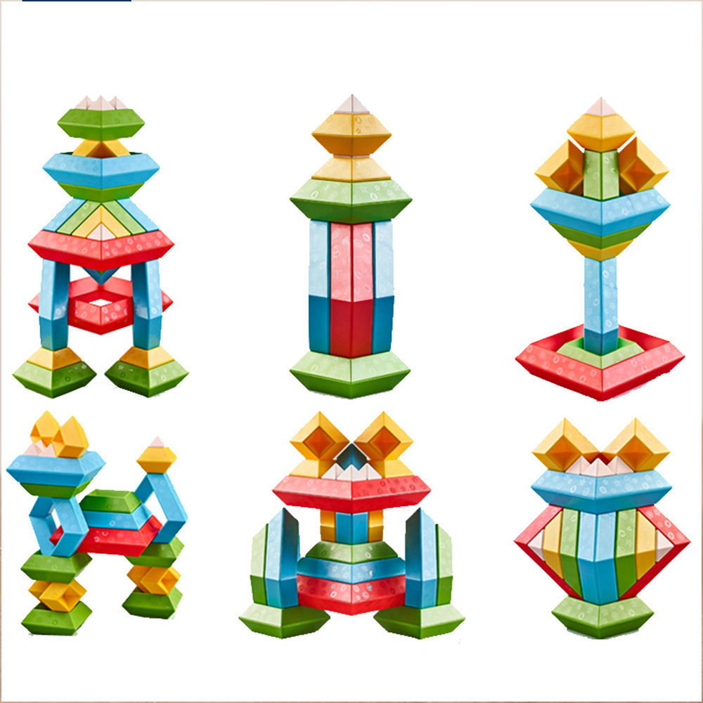 英国纳奇智慧金字塔彩虹积木叠叠乐智力塔菱形积木玩具入门款15p
