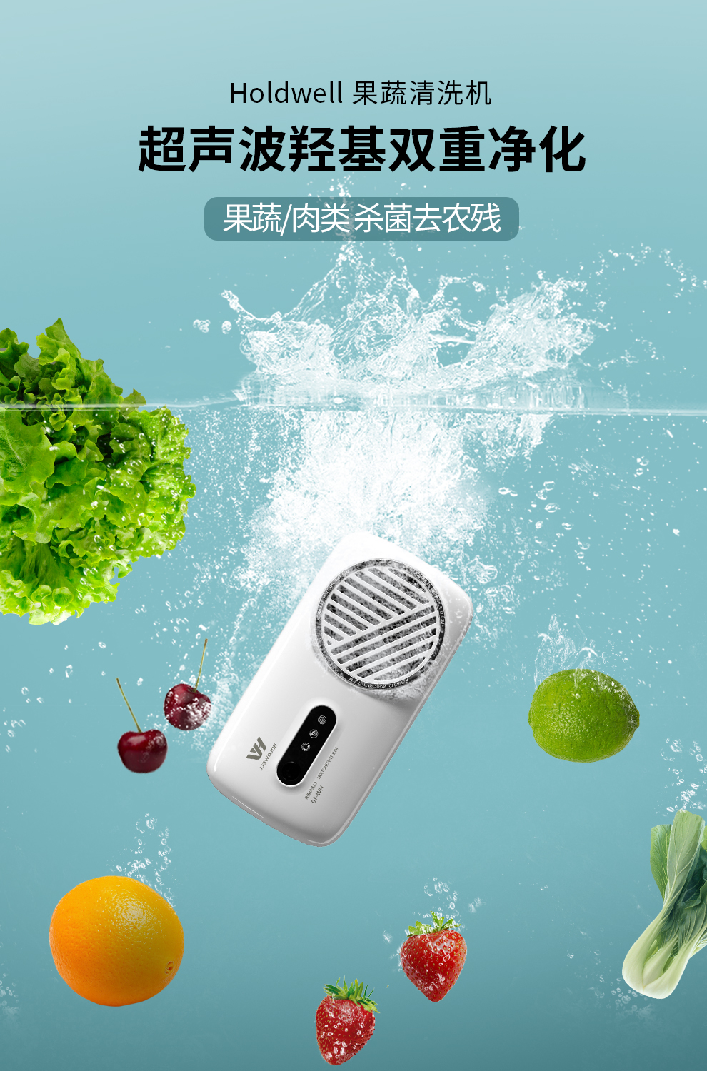 果蔬净化机大宇holdwell超声波果蔬清洗机净化器食材清洗便携无线自动