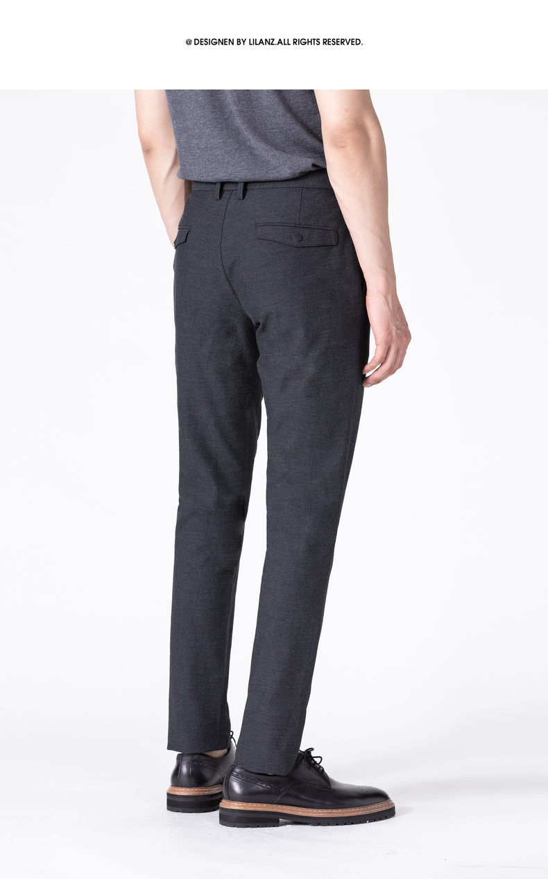 利郎休闲裤男士中腰小脚裤修身弹力商务男裤 深灰(20qxk01201) 34/86a